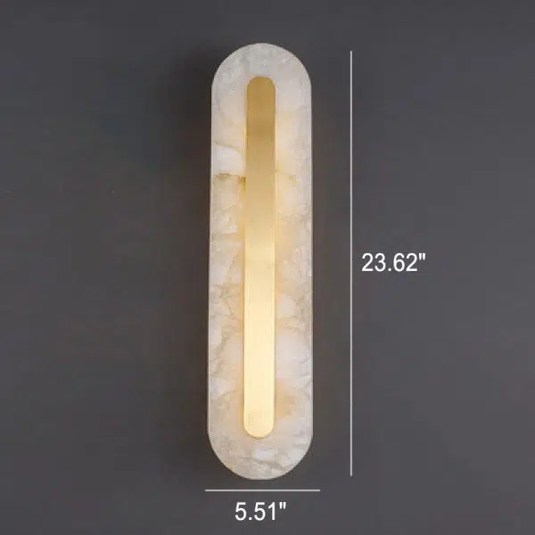 Light Luxury Brass Marble Oval Square LED Wall Sconce Lamp - Image 11