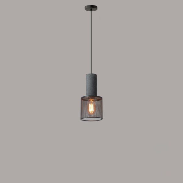 Contemporary Industrial Cylindrical Tapered Cement Iron 1-Light Pendant Light For Living Room - Image 20