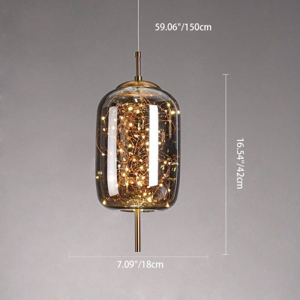 Contemporary Scandinavian Cylinder Oval Glass 1-Light Pendant Light For Bedroom - Image 3