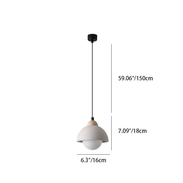 Contemporary Scandinavian Cement Dome Glass Shade 1-Light Pendant Light For Bedroom - Image 7