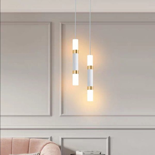 Modern Minimalist Cylinder Aluminum Acrylic LED Pendant Light For Bedroom - Image 2