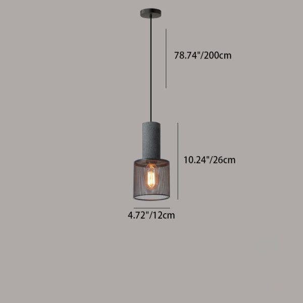 Contemporary Industrial Cylindrical Tapered Cement Iron 1-Light Pendant Light For Living Room - Image 4