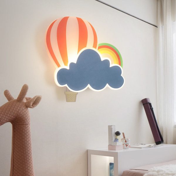 Contemporary Creative Kids Hot Air Balloon Clouds Iron Acrylic LED Wall Sconce Lamp For Bedroom - Image 12