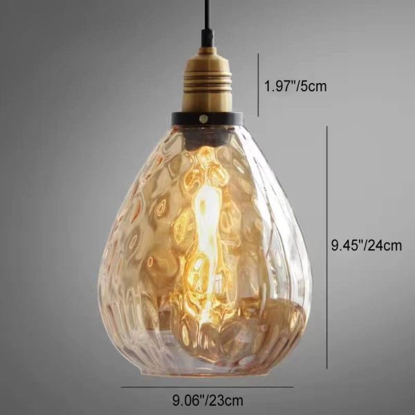Nordic Vintage Amber Water Pattern Glass Dome 1-Light Pendant Light - Image 13