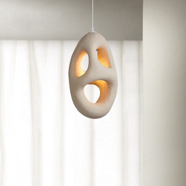 Japanese Wabi-sabi Resin Geometric Circle 1-Light Pendant Light - Image 5