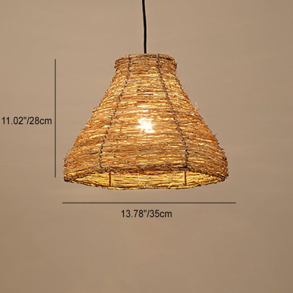 Retro Rattan Weaving Dome 1-Light Pendant Light - Image 9