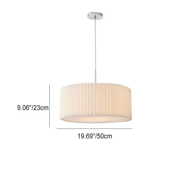 Nordic Minimalist Pleated PVC Fabric Drum Cone 1-Light Pendant Light - Image 7