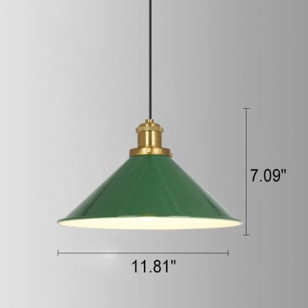 Industrial Vintage Green Iron Dome Cone 1-Light Pendant Light - Image 14
