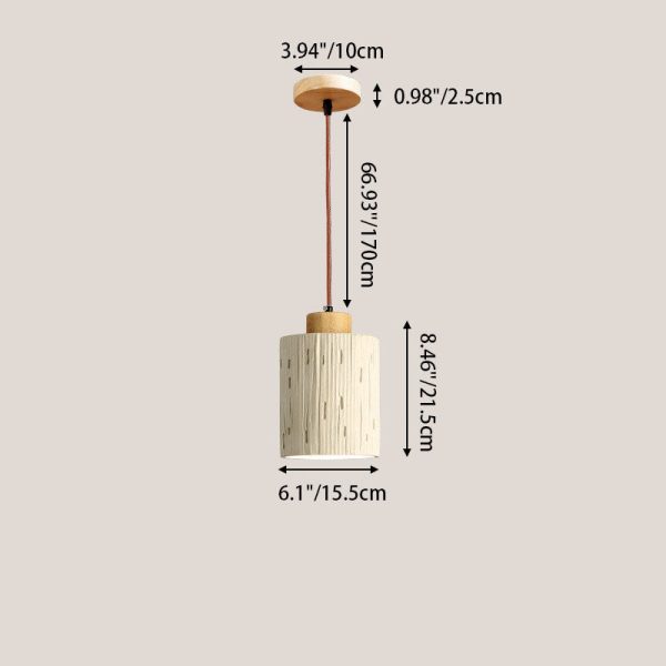 Contemporary Scandinavian Cylinder Cone Cement Solid Wood 1-Light Pendant Light For Living Room - Image 5