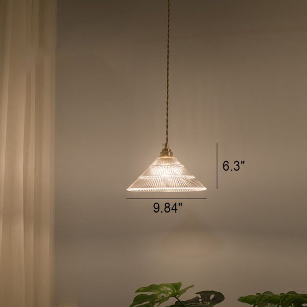 Nordic Vintage Clear Glass Flower Shape Brass 1-Light Pendant Light - Image 10