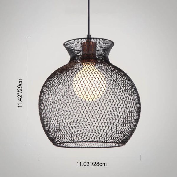 Industrial Creative Cylindrical Iron Mesh 1-Light Pendant Light - Image 5