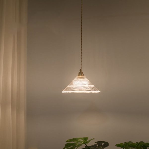 Nordic Vintage Clear Glass Flower Shape Brass 1-Light Pendant Light - Image 5