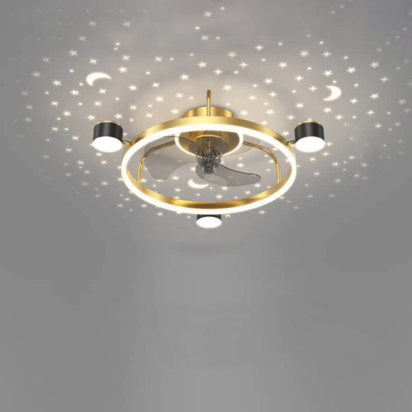 Modern Luxury Round Starry Sky Projection LED Flush Mount Ceiling Fan Light - Image 2