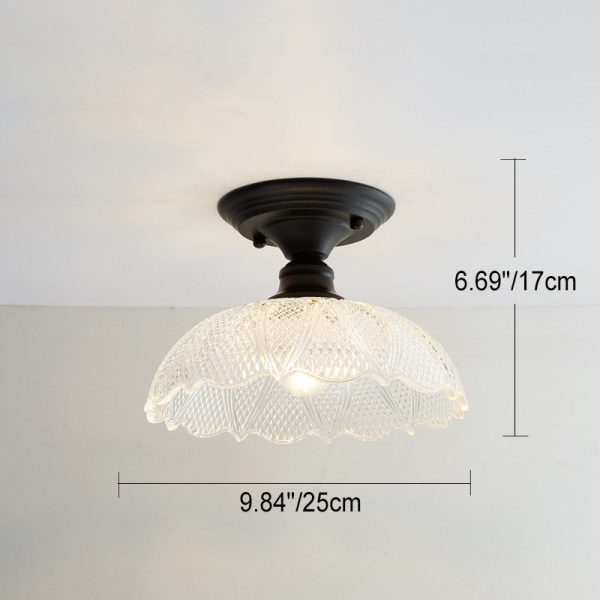 Nordic Vintage Glass Floral Round Geometry 1-Light Semi-Flush Mount Ceiling Light - Image 28