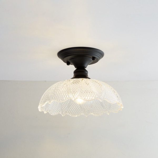 Nordic Vintage Glass Floral Round Geometry 1-Light Semi-Flush Mount Ceiling Light - Image 5