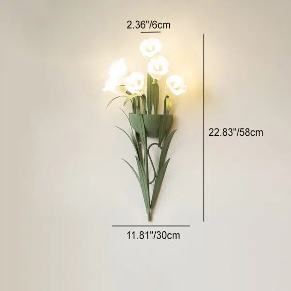 Contemporary Creative Floral Iron Glass 3/6 Wall Sconce Lamp For Bedroom - Image 5