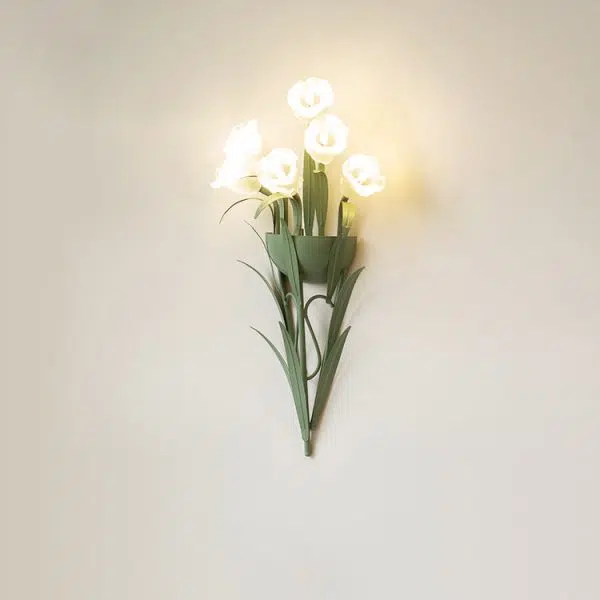 Contemporary Creative Floral Iron Glass 3/6 Wall Sconce Lamp For Bedroom - Image 15