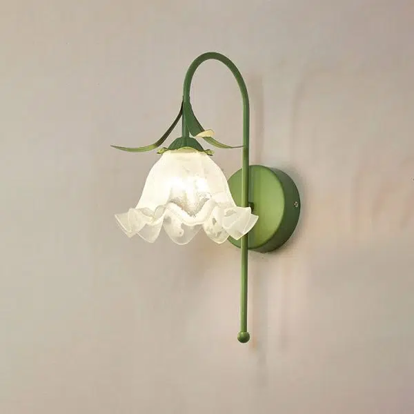 Nordic Vintage Floral Pumpkin Cream Glass 1-Light Wall Sconce Lamp - Image 8