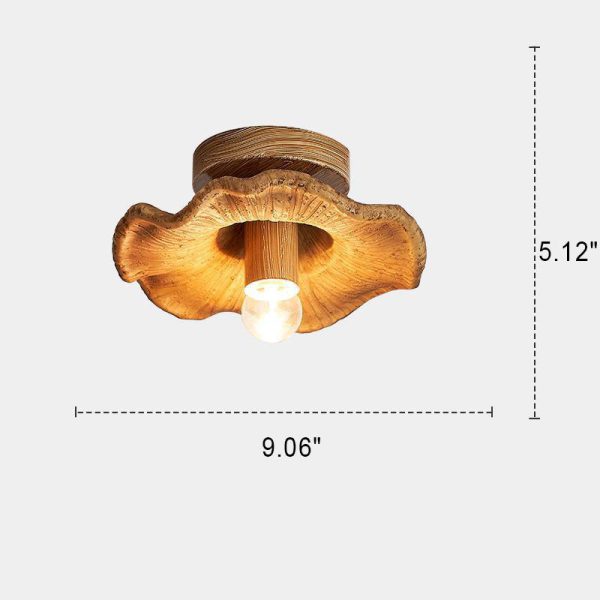 Japanese Wabi-sabi Lotus Leaf Resin 1-Light Semi-Flush Mount Ceiling Light - Image 10