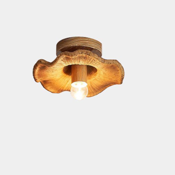 Japanese Wabi-sabi Lotus Leaf Resin 1-Light Semi-Flush Mount Ceiling Light - Image 4