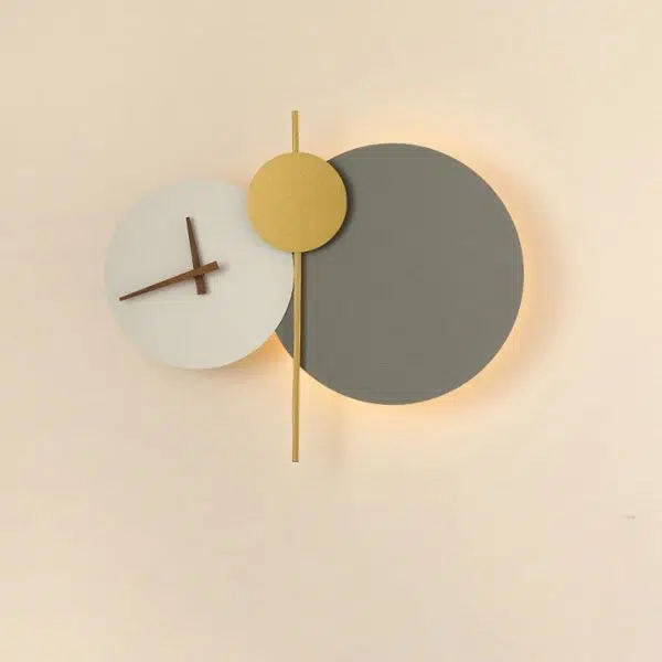 Modern Minimalist Round Iron Acrylic LED Clock Wall Sconce Lamp - Image 13