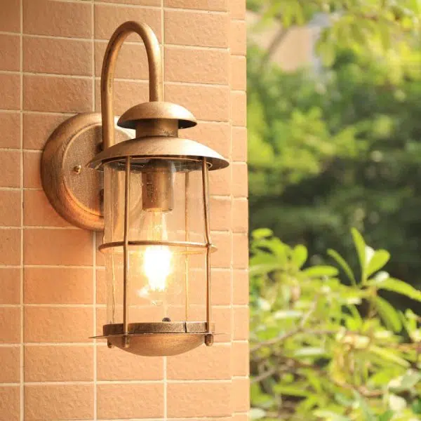 European Industrial Vintage Waterproof Outdoor Iron Glass 1-Light Wall Sconce Lamp