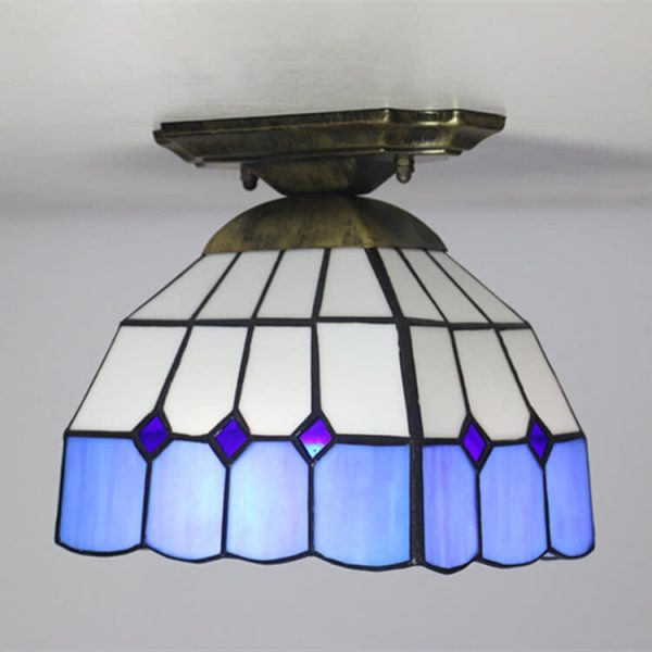 Tiffany Stained Glass Dome 1-Light Semi-Flush Mount Ceiling Light - Image 20