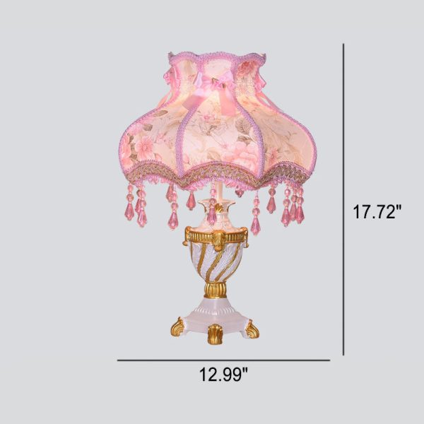 European Luxury  Fabric Lace Resin 1-Light Table Lamp - Image 13