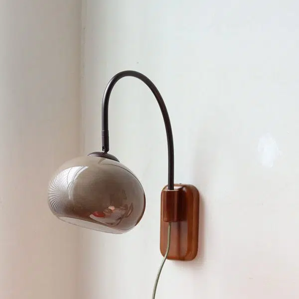 European Minimal Glass Solid Wood 1-Light Wall Sconce Lamp - Image 2