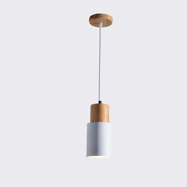 Contemporary Nordic Cylinder Hardware Wood 1-Light Pendant Light For Living Room - Image 10