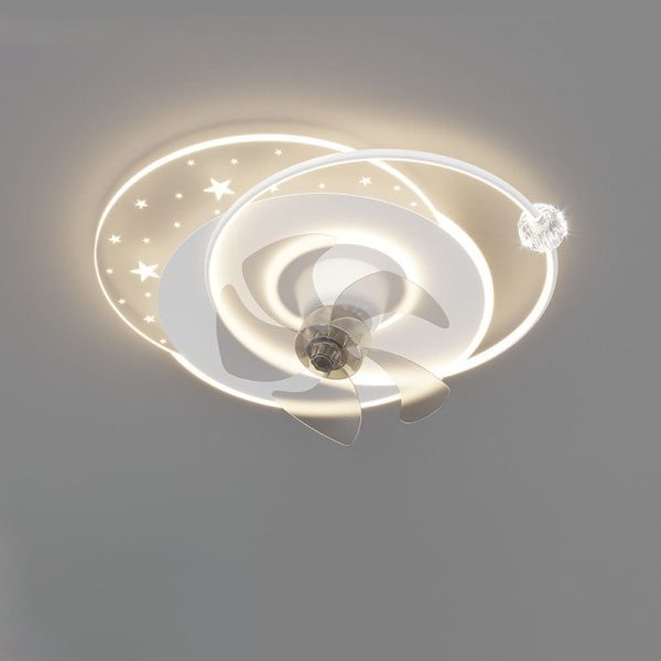 Contemporary Creative Iron Acrylic Round Square LED Semi-Flush Mount Ceiling Fan Light For Bedroom - Image 14