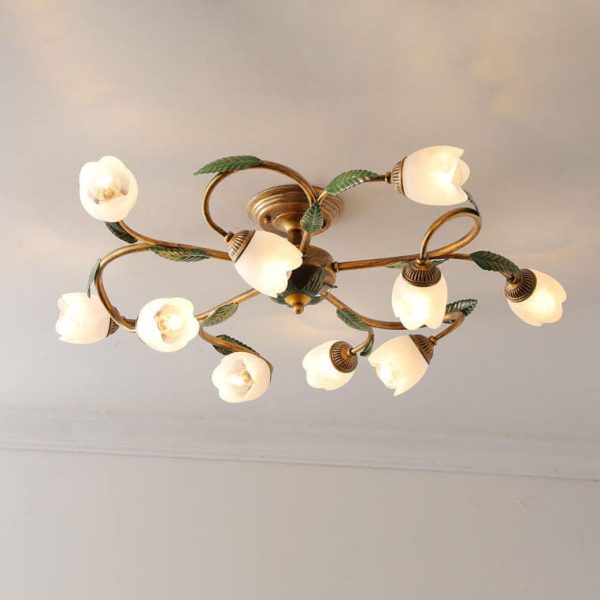 Modern Idyllic Iron Flower Branch 6/8/10-Light Semi-Flush Mount Lighting - Image 15