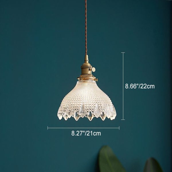 Nordic Vintage Floral Glass Brass 1-Light Pendant Light - Image 12