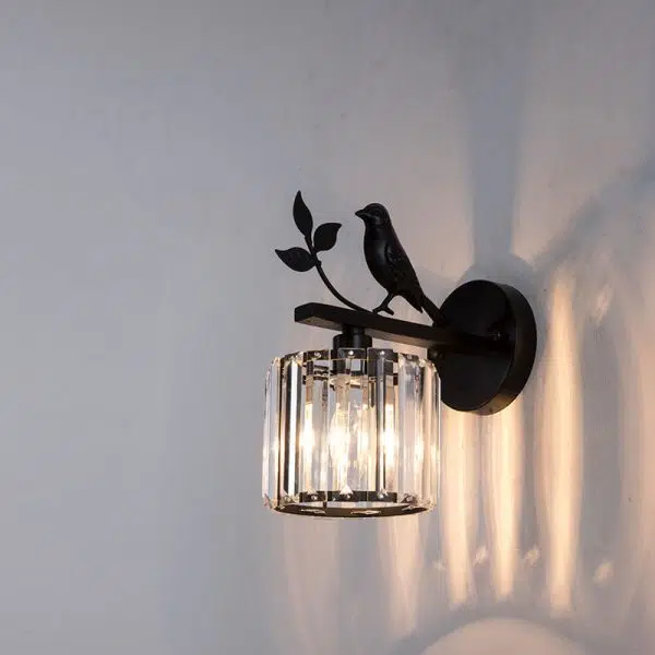 Vintage Light Luxury Crystal Bird 1-Light Wall Sconce Lamp - Image 9