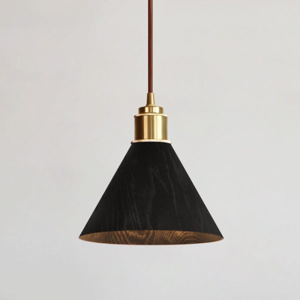 Nordic Minimalist Solid Wood Cone Copper 1-Light Pendant Light - Image 13