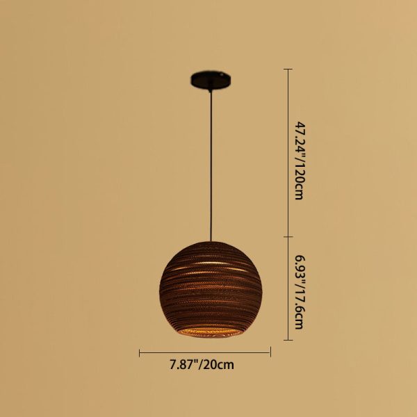 Contemporary Retro Paper Elliptic Spherical Bell Trapezoid Semicircle Polygonal 1-Light Pendant Light For Dining Room - Image 11