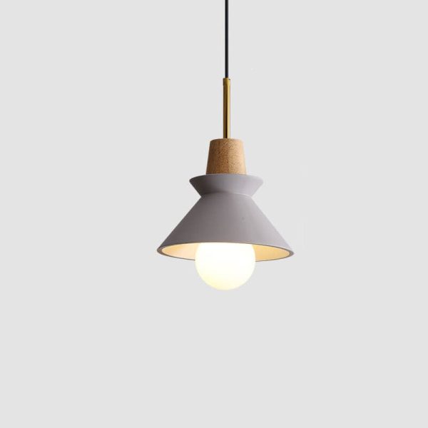 Nordic Minimalist Macaron Wood Cement  1-Light Pendant Light - Image 9