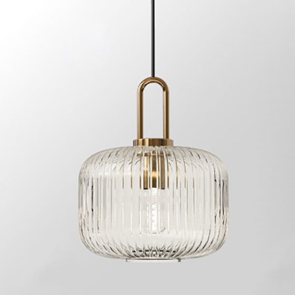 Contemporary Nordic Round Oval Pumpkin Stainless Steel Striped Glass 1-Light Pendant Light For Living Room - Image 21