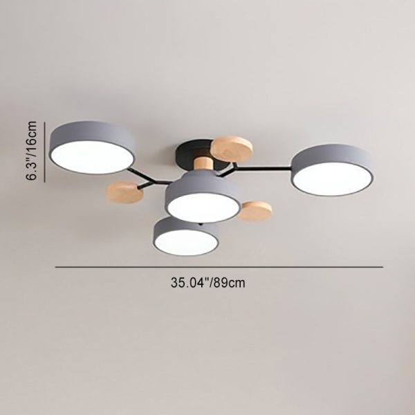 Contemporary Scandinavian Round Molecule Branch Design LED Semi-Flush Mount Ceiling Light For Living Room - Image 5