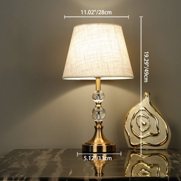 Modern Minimalist Column Crystal Iron Fabric 1-Light Table Lamp For Living Room - Image 5