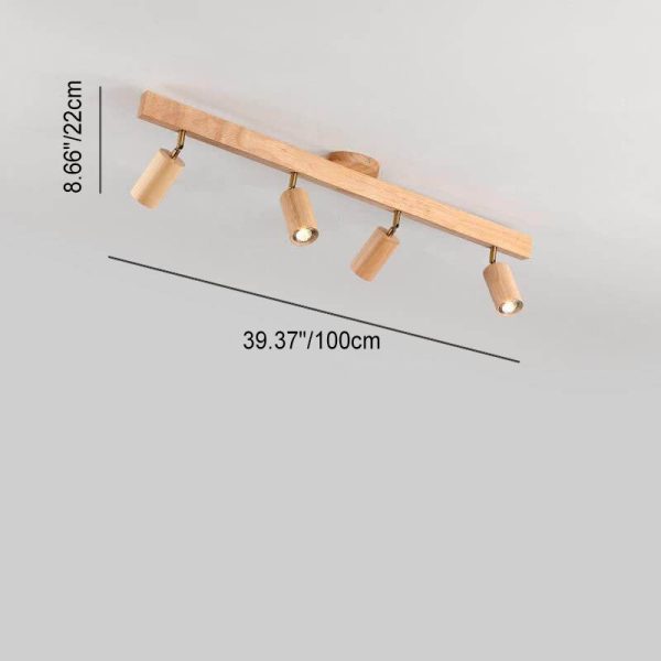 Japanese Minimalist Wooden Track Lighting LED 2/3/4/5 Light Semi-Flush Mount Ceiling Light - Image 10