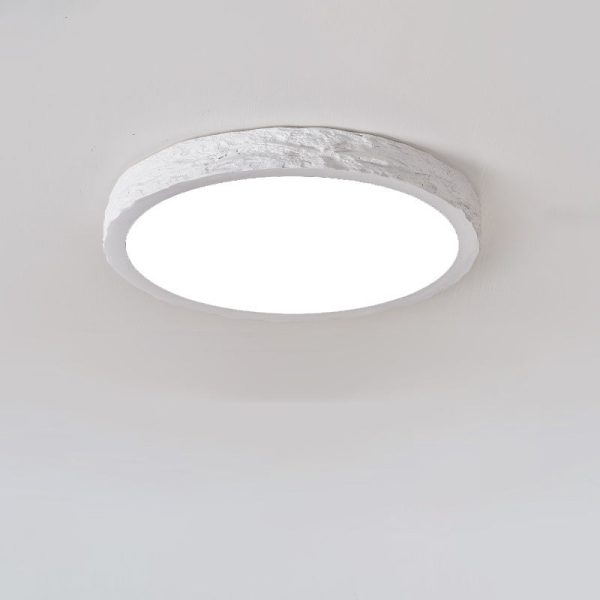 Modern Minimalist Round Stone Grain Resin Iron LED Flush Mount Ceiling Light For Bedroom - Image 16