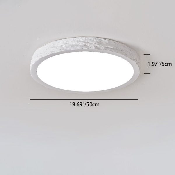 Modern Minimalist Round Stone Grain Resin Iron LED Flush Mount Ceiling Light For Bedroom - Image 6