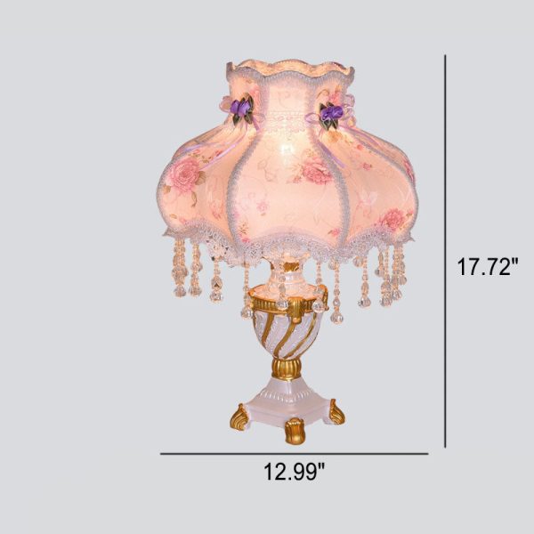 European Luxury  Fabric Lace Resin 1-Light Table Lamp - Image 14