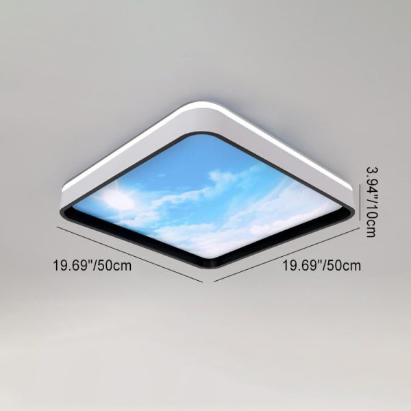 Modern Simplicity Iron Acrylic Round Square Rectangular Sunny Sky LED Flush Mount Ceiling Light For Living Room - Image 5