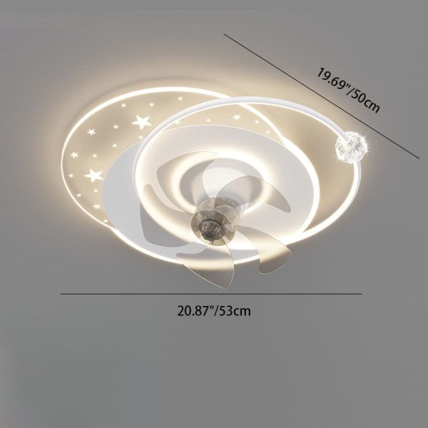Contemporary Creative Iron Acrylic Round Square LED Semi-Flush Mount Ceiling Fan Light For Bedroom - Image 4