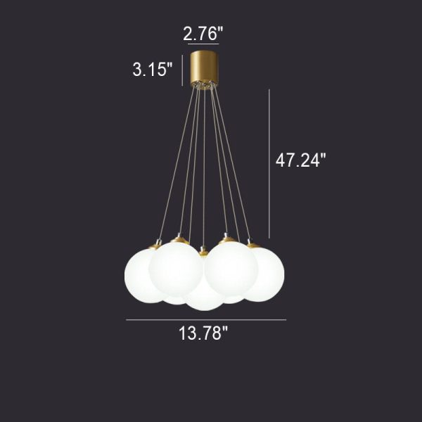 Nordic Light Luxury Glass Balloon Brass 4/5/7 Light Chandelier - Image 9