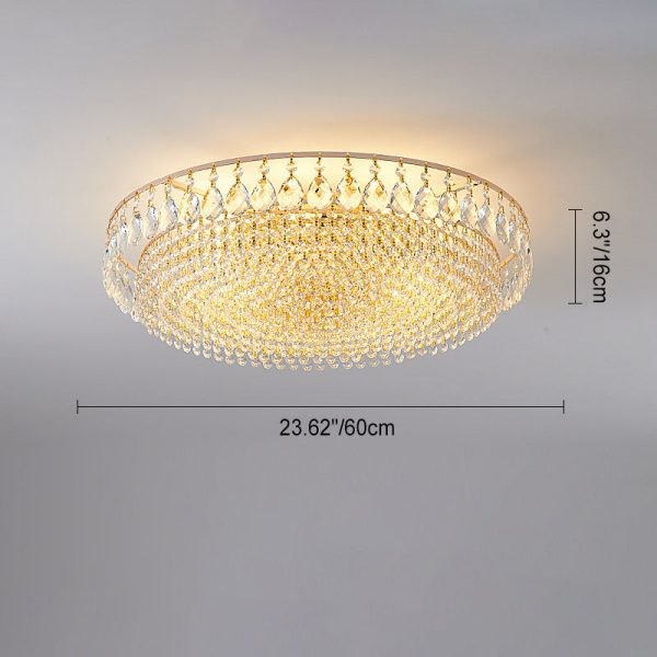 Modern Luxury Circle Iron Crystal 4/6/8/10 Light Flush Mount Ceiling Light For Living Room - Image 6