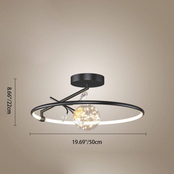 Modern Art Deco Iron Geometrical Ring Star LED Pendant Light For Living Room - Image 6