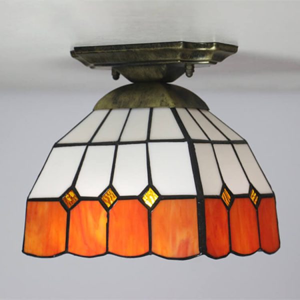 Tiffany Stained Glass Dome 1-Light Semi-Flush Mount Ceiling Light - Image 21